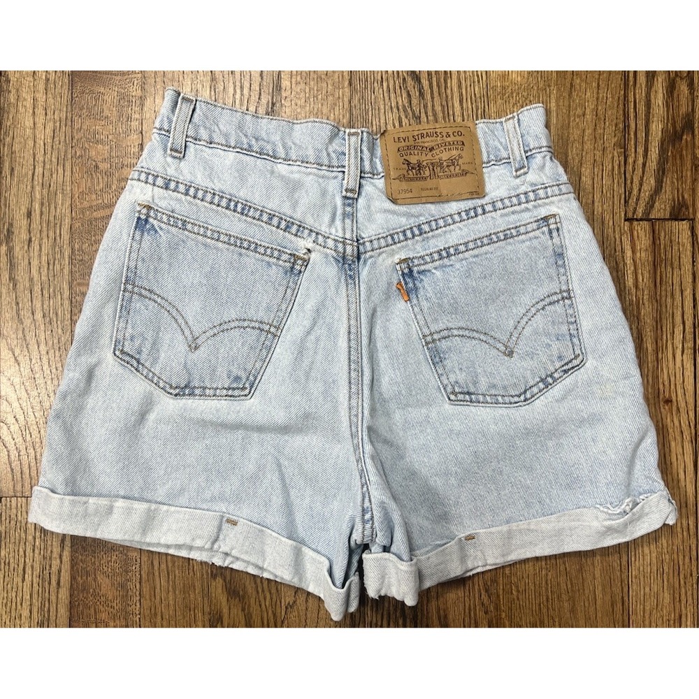 Vintage Levi's 954‎ High Rise Jean Shorts Women Sz 7 90's Orange Tab USA Made